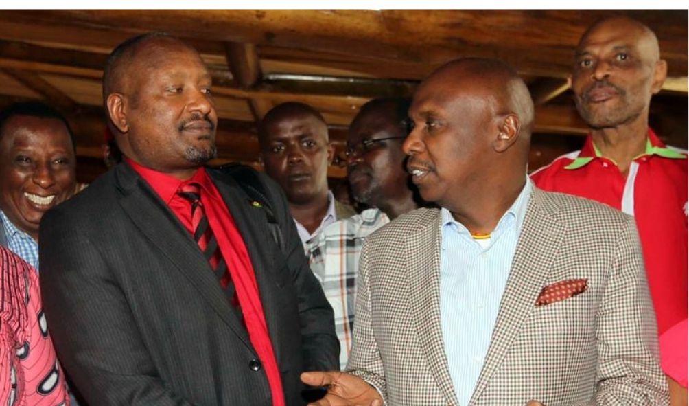 Nick Salat on Gideon Moi's neck as he pushes for his resignation