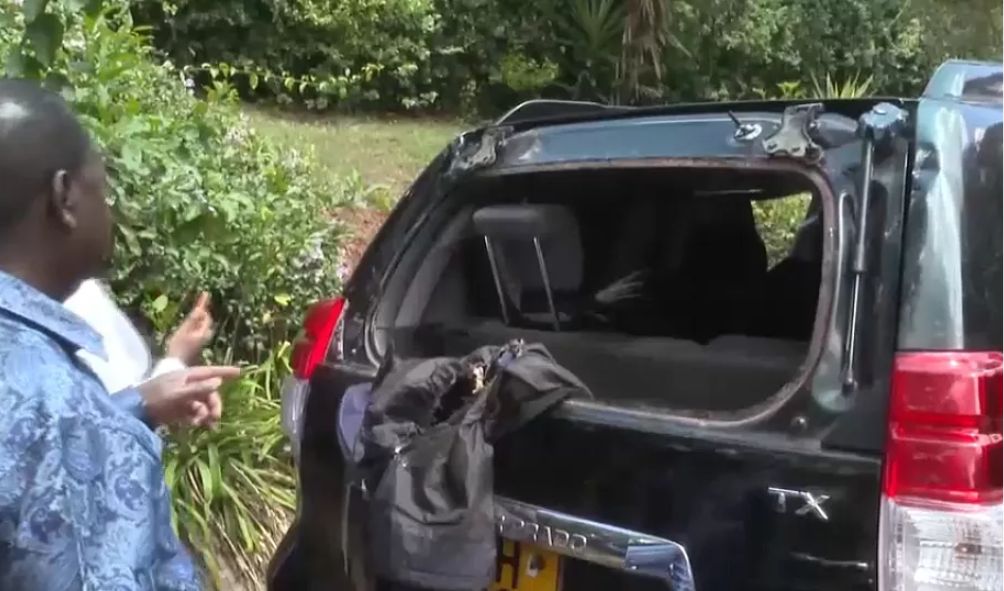 Raila explains how he was forced to take cover after his car was spayed with bullets
