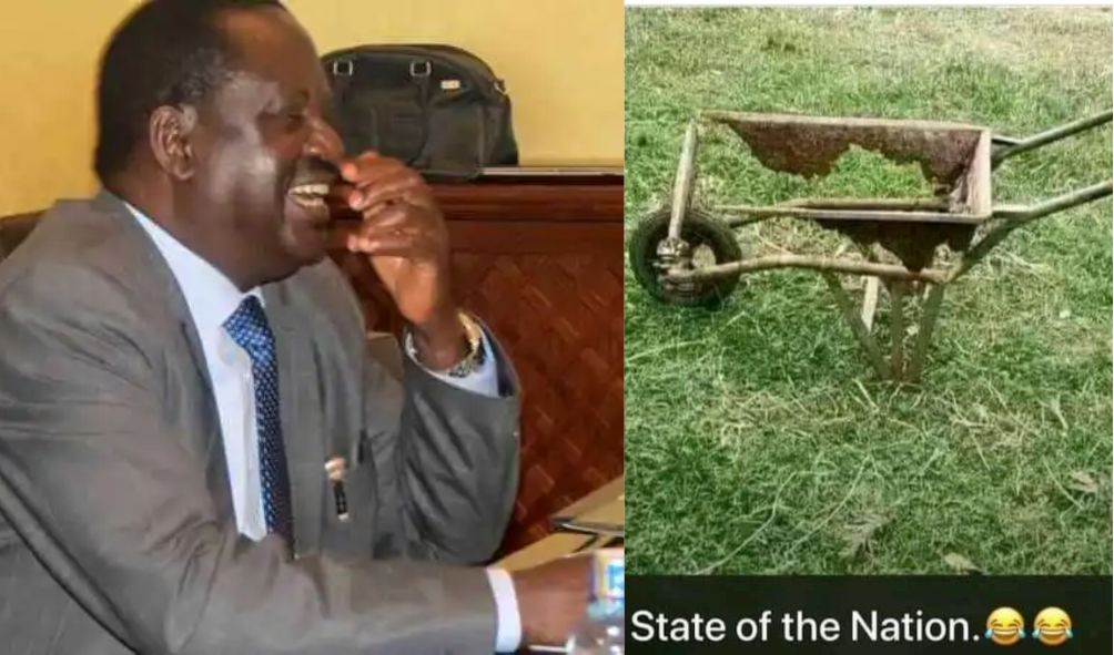 Raila sustains onslaught on government as he shares photo of a dilapidated wheelbarrow