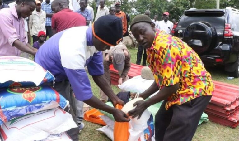 Flood victims exchange relief items for a glass of Chang’aa