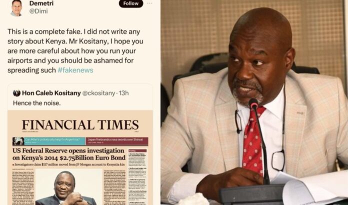 Financial Times calls out senior government official for sharing fake news linking Uhuru to Eurobond scandal