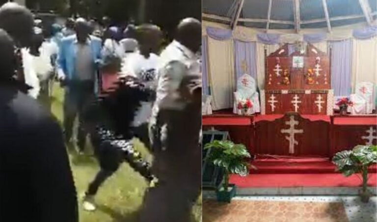 Choas as church leaders exchange blows after service