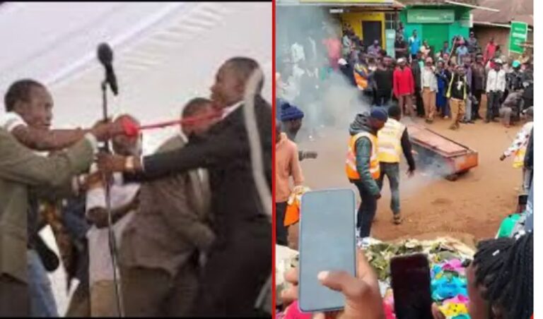 Kisii residents set casket ablaze to denounce Sylvanus Osoro alleged attack on Gov Simba Arati
