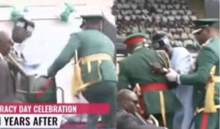 President Tinubu falls during Democracy Day celebration (VIDEO)