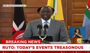 Ruto terms 25 June events on parliament as treason; promises to respond