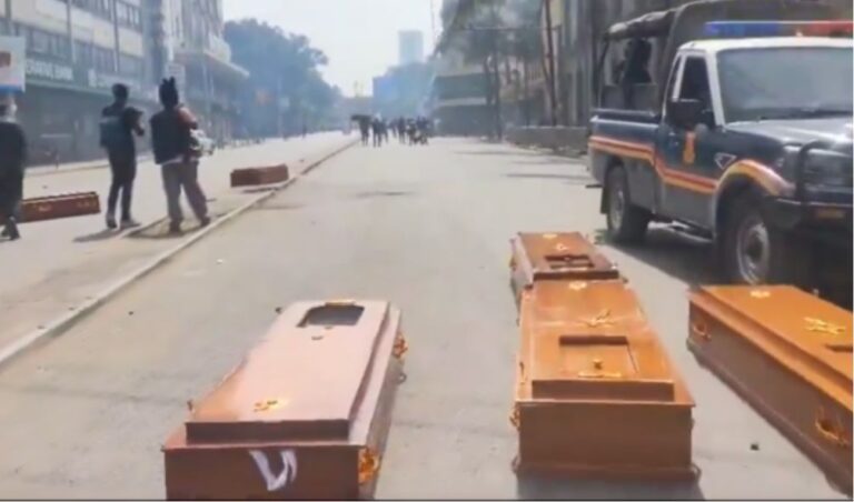 Protesters parade several caskets in Nairobi CBD during anti-government protests