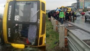 School bus ferrying children overturns along Mombasa Road