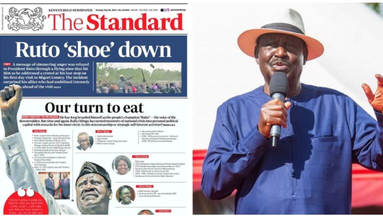 The Orange Democratic Movement (ODM) has called out The Standard newspaper over a front-page story which featured its leader, Raila Odinga, and members of his family. 