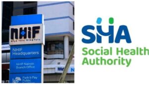 Former NHIF staff to continue serving under SHA for 6 months according to announcement by Health CS Aden Duale.
