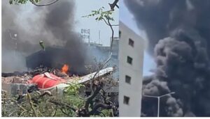 At least 30 killed as Air India plane with 242 on board crashes near Ahmedabad.