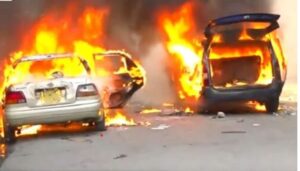 Two vehicles burnt in Nairobi CBD during protests over Albert Ojwang death