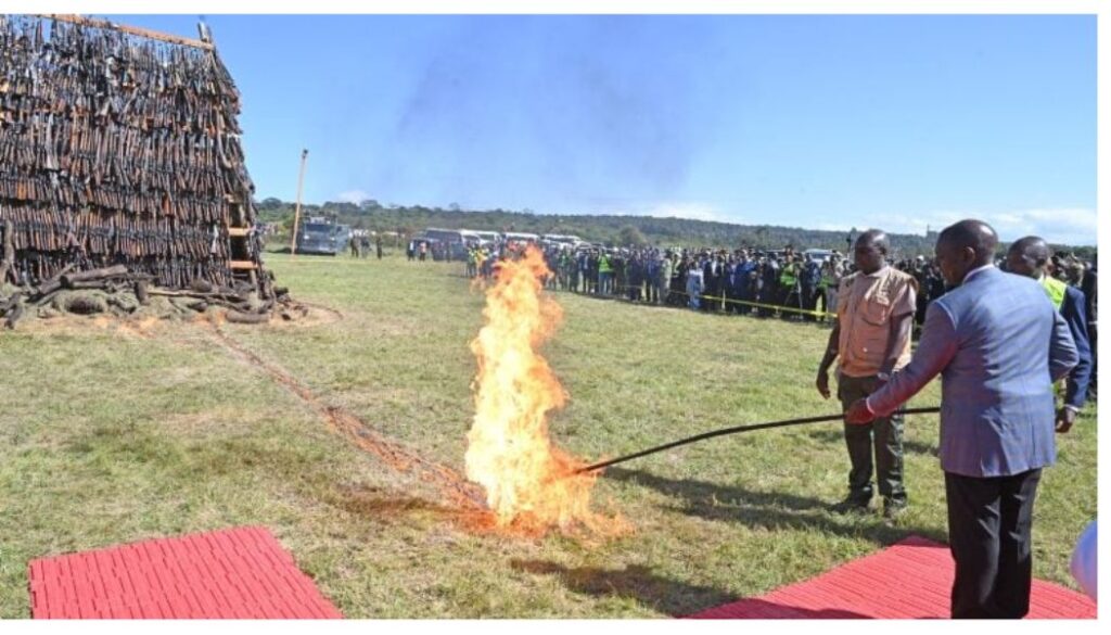 President William Ruto on Friday, June 13, presided over the destruction of more than 6,000 illegal firearms.