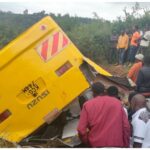 Two pupils from Tumaini Emmanuel Academy lost their lives on Friday morning after their school bus veered off the road and plunged into a ditch in Kibugu, Embu County