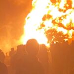 A massive fire erupted in the early hours of Saturday at Barnabas, Nakuru after four trucks explodes.