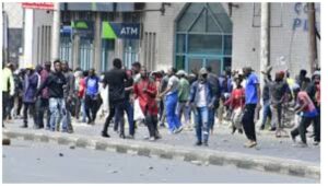 A man suspected to be a protester was shot and killed by a police officer during demonstrations in Nairobi’s Central Business District