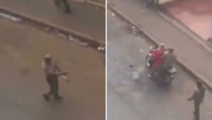 A distressing video has emerged showing a police officer shooting at protesters during Friday’s demonstrations in the Mwiki area of Kasarani.