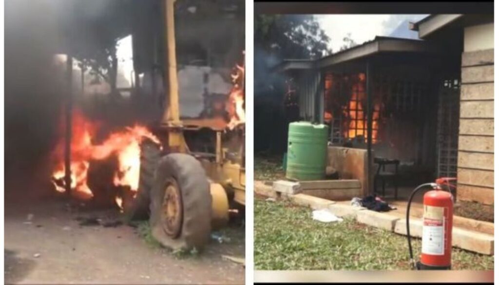 Several people were arrested on Wednesday after protesters set a section of the Kikuyu police station on fire.