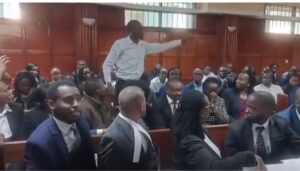 There was drama at the Milimani Law Courts after a man disrupted court proceedings regarding the missing Ndiangui Kinyagia.