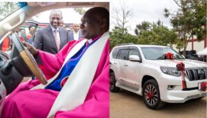 Ruto gifts AIC Bishop Benjamin Kalanzo brand new Land Cruiser Prado