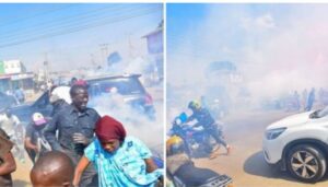 Police officers on Saturday afternoon lobbed teargas canisters at a meeting attended by political allies of former Deputy President Rigathi Gachagua.