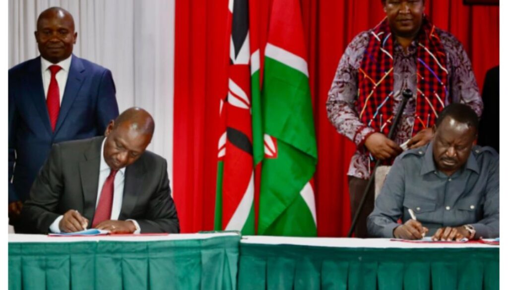 Ruto and Raila Odinga have appointed a five-member committee to oversee the implementation of the MoU signed between UDA and ODM