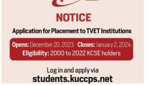 KUCCPS) has announced the opening of applications for Technical and Vocational Education and Training (TVET) programmes