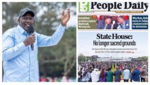 President William Ruto has fired back at the People Daily newspaper with a subtle jab after a hard-hitting headline on Thursday. The newspaper carried a front-pa