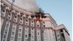 A Russian overnight strike has damaged a Ukrainian government building for the first time since the start of the full-scale war.