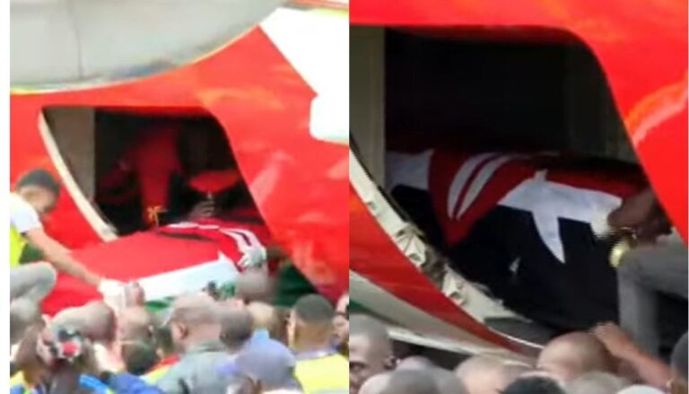 Crowd breaches VIP gate as Raila Odinga’s body arrives at JKIA