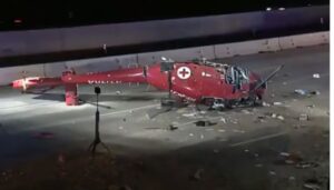 Medical helicopter crashes on California highway