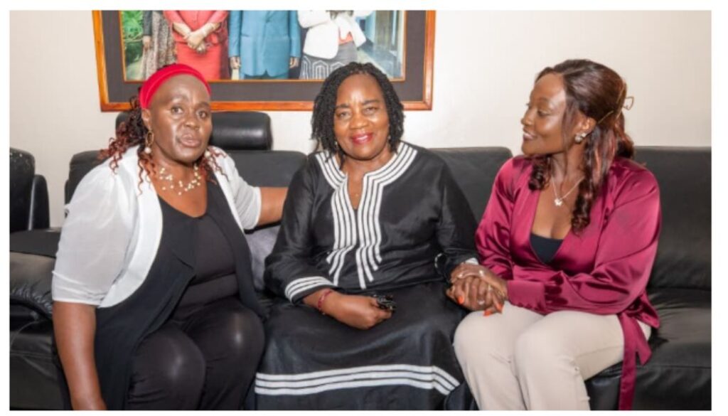 The late Nderitu Gachagua's wife visited Opoda farm on Wednesday to condole with Mama Ida Odinga following the death of ODM leader Raila Odinga