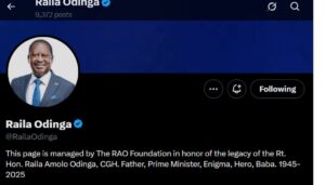 The late former Prime Minister Raila Odinga’s social media platforms will now be managed by the RAO Foundation