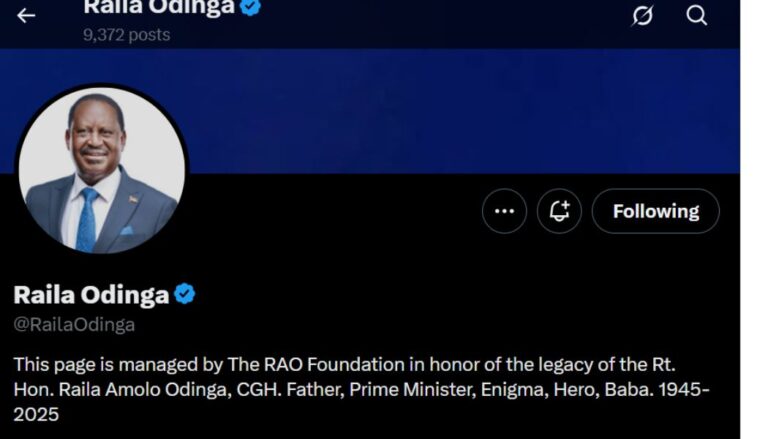 The late former Prime Minister Raila Odinga’s social media platforms will now be managed by the RAO Foundation