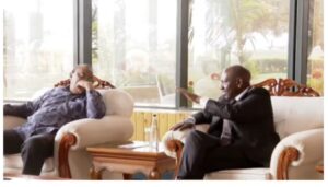 Uhuru Kenyatta joins President Ruto in receiving Raila's body at JKIA