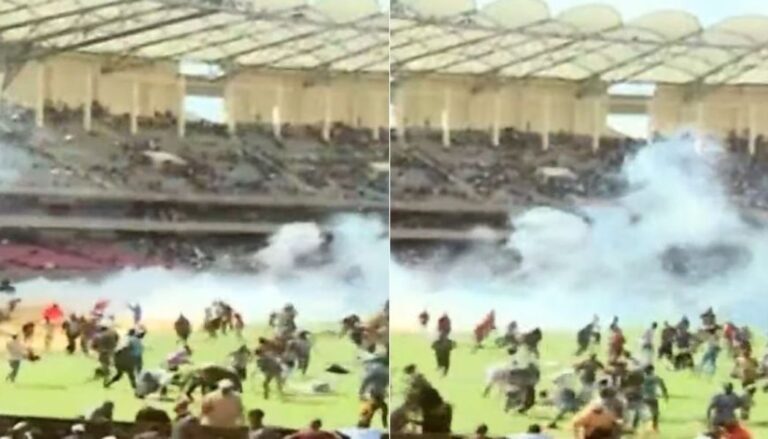 Chaos erupts as police lob teargas inside Kasarani Stadium to disperse mourners