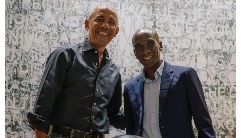 World marathon record holder Eliud Kipchoge meets Barack Obama