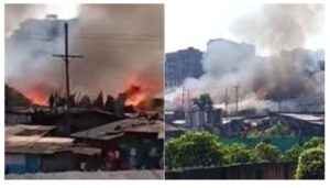 Massive fire erupts in Mathare after suspected gas explosion