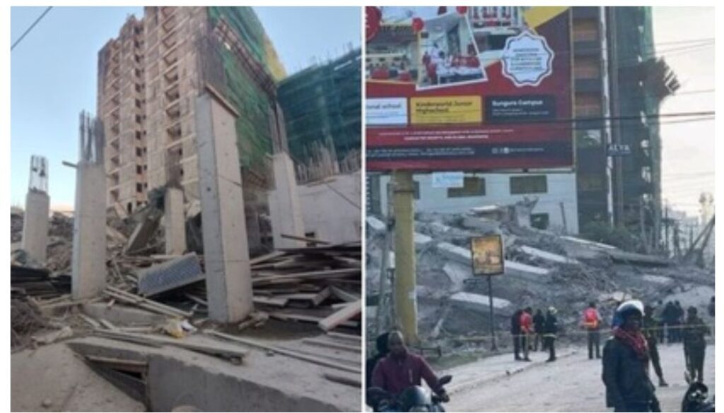 A 16-storey building under construction has collapsed in the South C area of Nairobi.