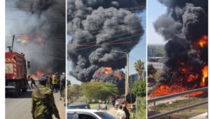 An oil tanker has exploded into a ball of fire after a collision along the Southern Bypass, behind Carnivore. 