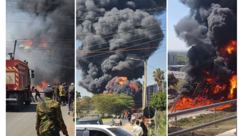 An oil tanker has exploded into a ball of fire after a collision along the Southern Bypass, behind Carnivore. 