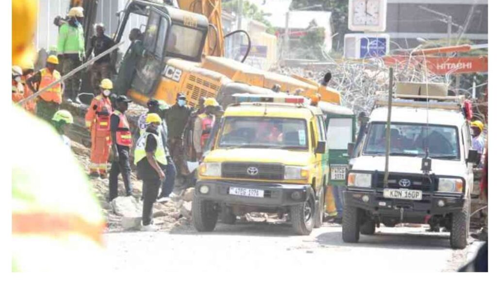 Emergency Rescue teams have this afternoon retreaved one body from the rubble of the collapsed 16-storey building in South C, Nairobi.