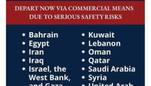 US Department of State has urged all American citizens to immediately leave more than 12 countries in the Middle East, amid escalating US-Israeli strikes on Iran