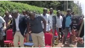Tuju’s employees hold Sunday service outside Karen property