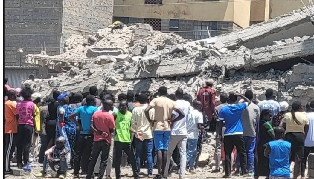 Several people are feared trapped after a building collapsed on Monday, March 16, at Blue Estate in Shauri Moyo.