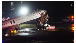 New York's LaGuardia Airport has been closed until further notice after an Air Canada plane collided with a firefighting vehicle responding to a separate incident.