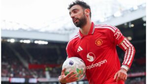 Manchester United midfielder Bruno Fernandes was named Premier League Player of the Season on Saturday.