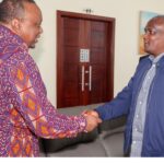 Former President Uhuru Kenyatta met briefly with Treasury Cabinet Secretary John Mbadi in Uganda on Monday, May 11.