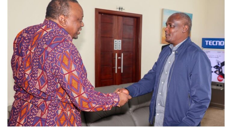 Former President Uhuru Kenyatta met briefly with Treasury Cabinet Secretary John Mbadi in Uganda on Monday, May 11.