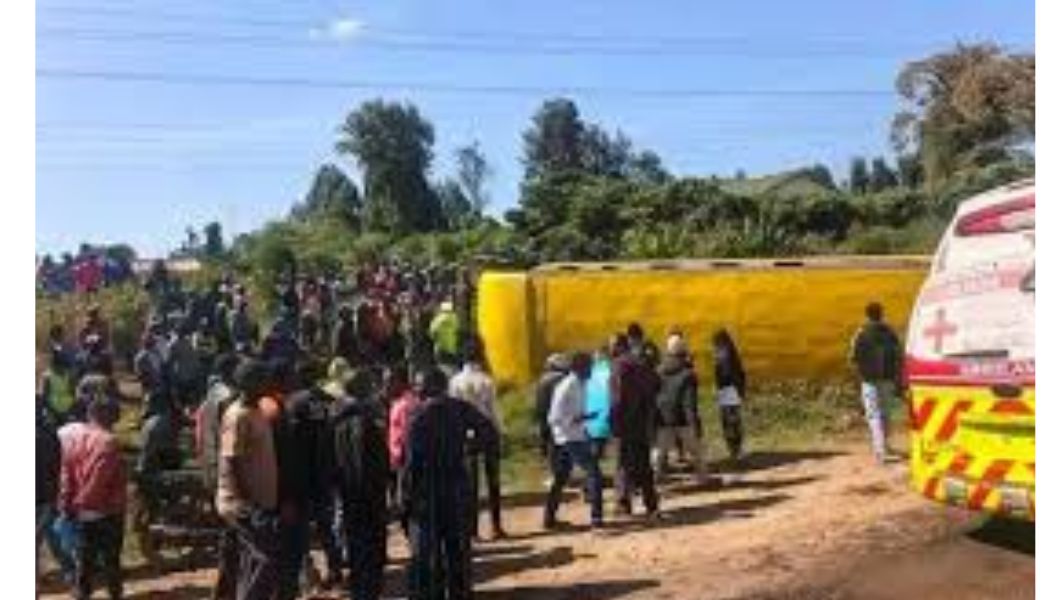 School bus carrying 59 students overturns on Eldama Ravine-Nakuru Road